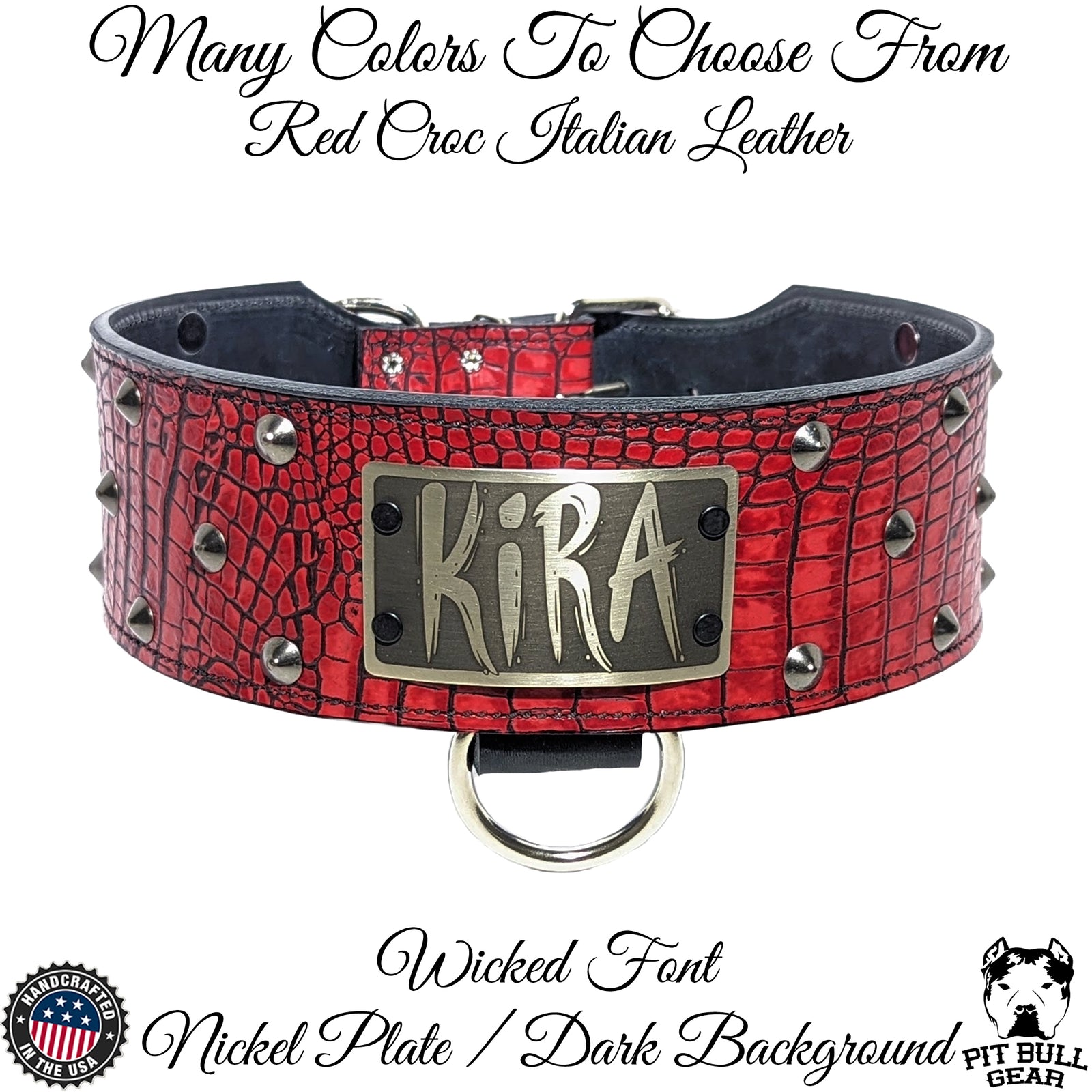 NX33 - 3" Wide Personalized Leather Dog Collar with Cone Studs