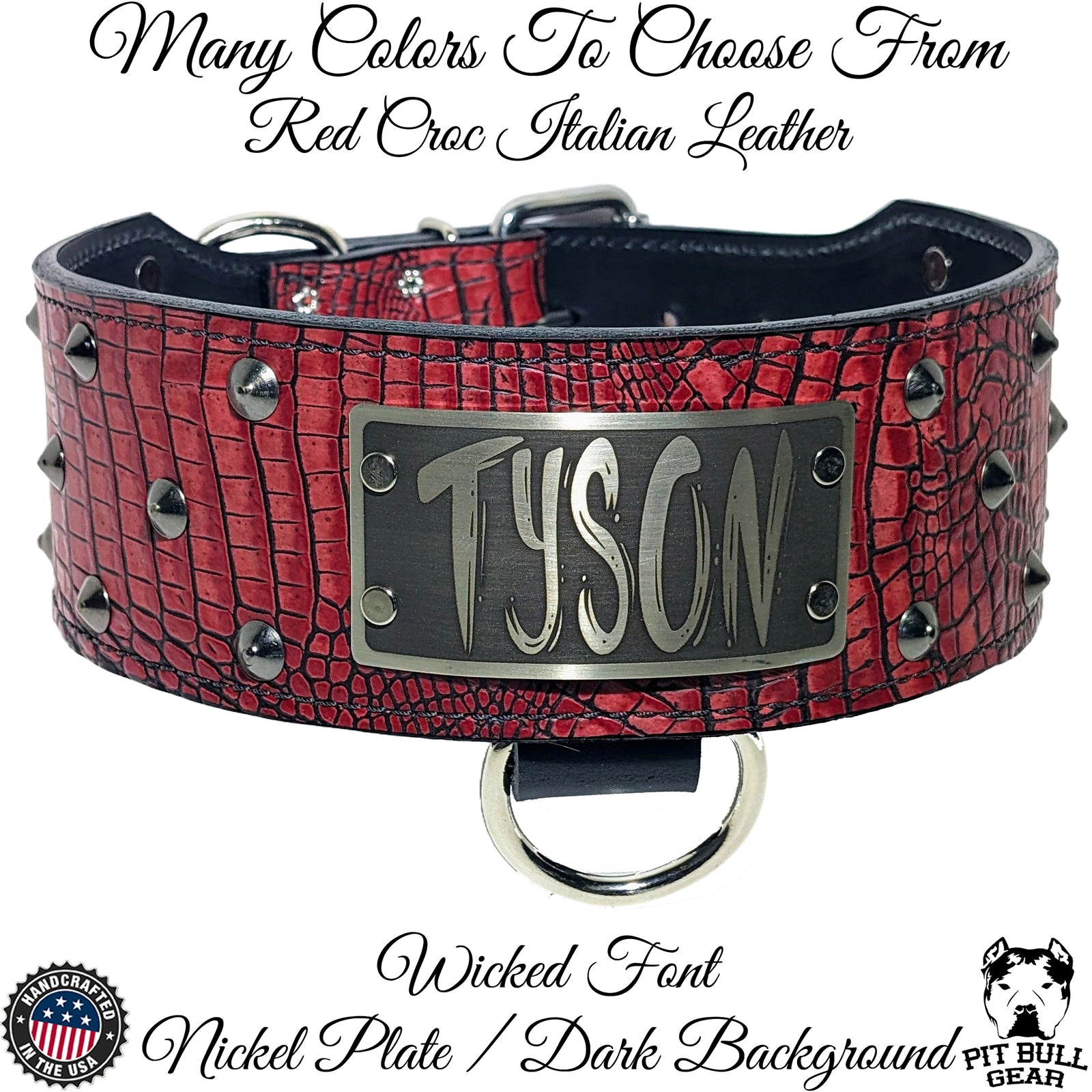 NX33 - 3" Wide Personalized Leather Dog Collar with Cone Studs