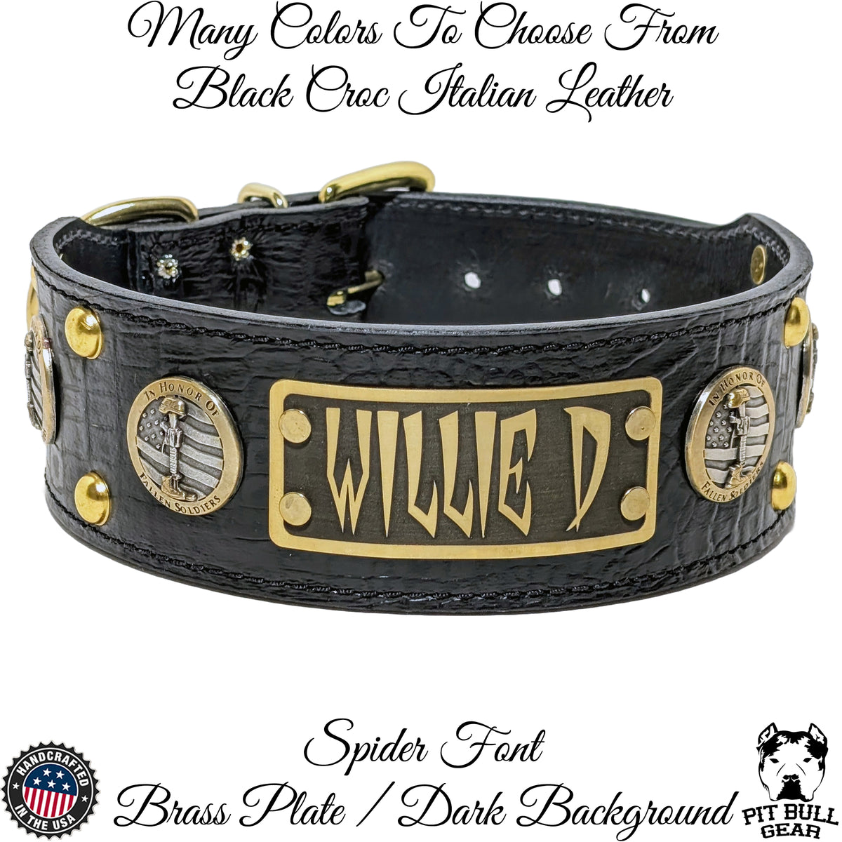 NJ6 - Coleira de cachorro de couro militar personalizada de 2 1/2&quot;