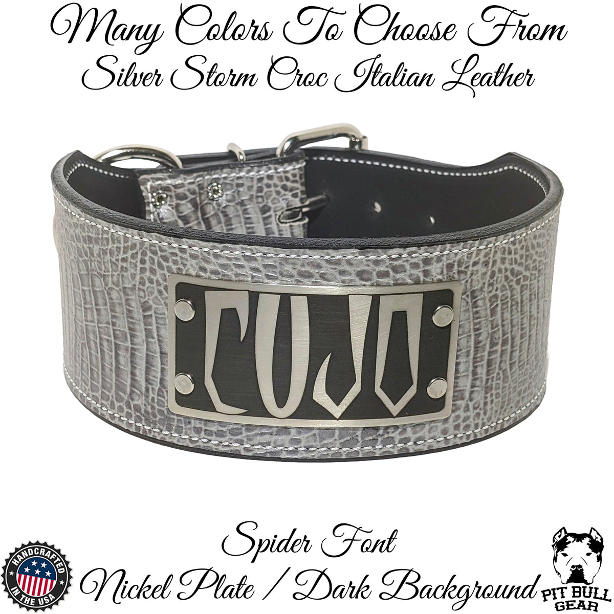 NX5 - 3" Wide Leather Dog Collar with Engraved Name Plate