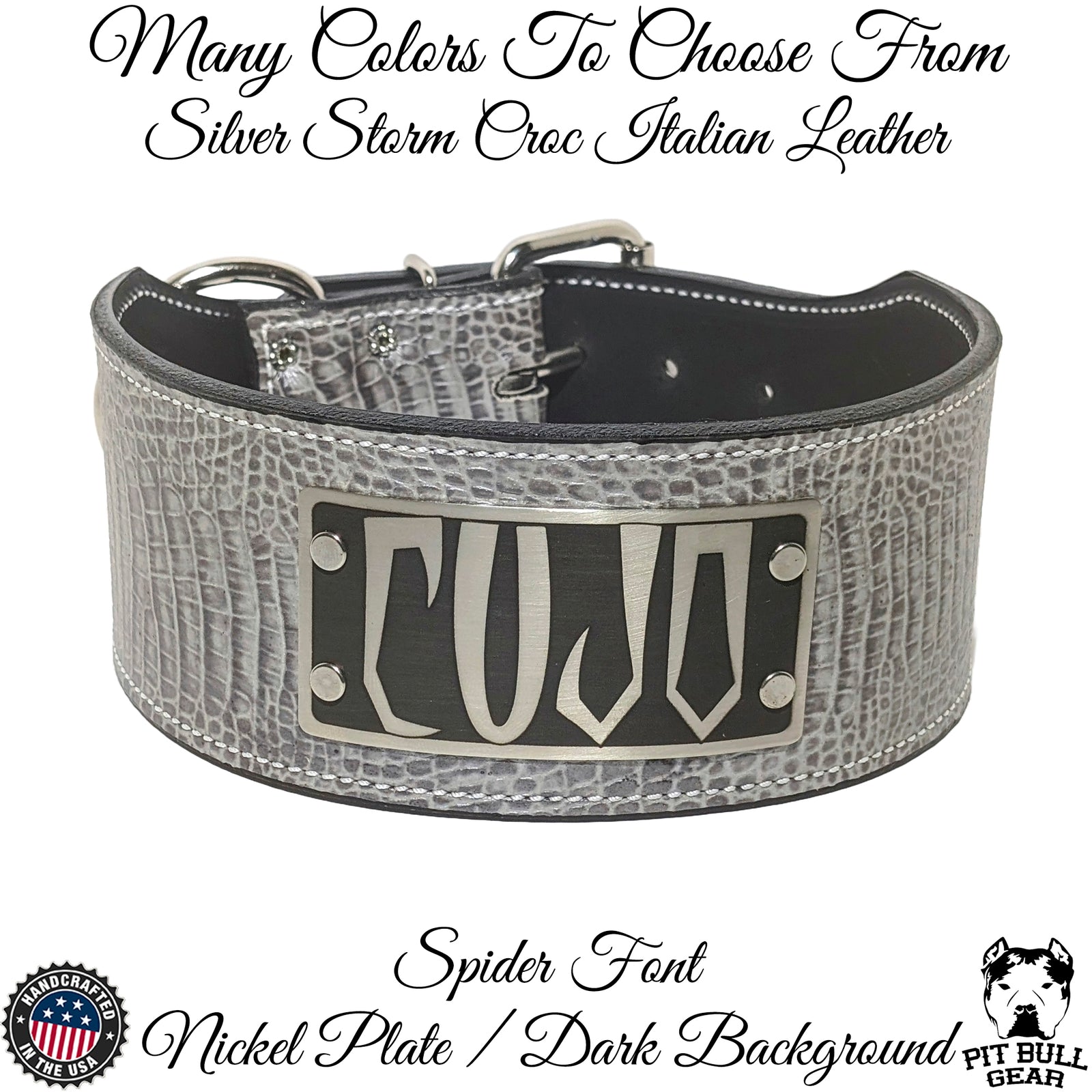 NX5 - 3" Wide Leather Dog Collar with Engraved Name Plate