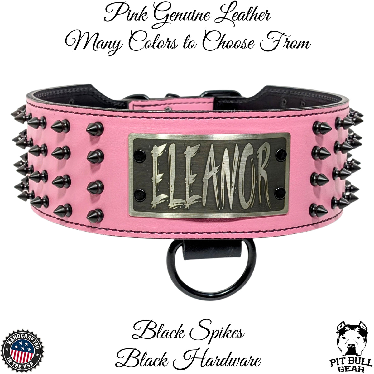 NX6 - 3" Wide Personalized Spiked Leather Dog Collar