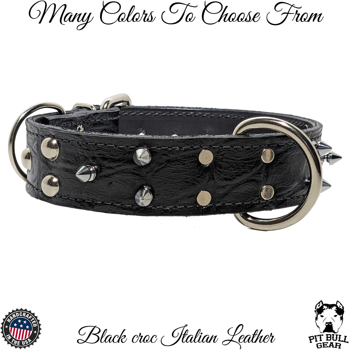 V33 - 1.5&quot; Wide Spiked &amp; Studded Leather Dog Collar