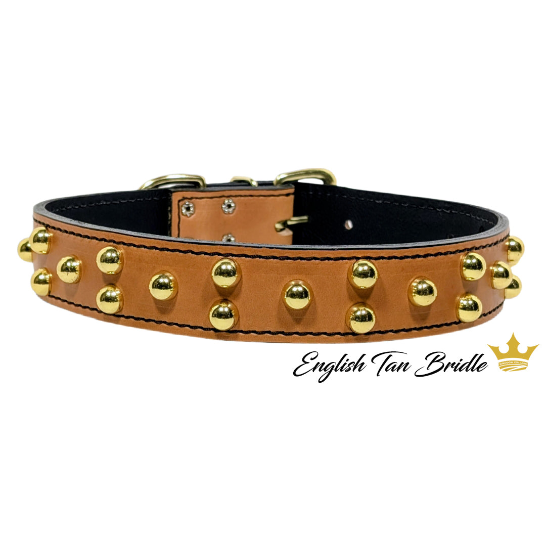 V8 - Collar de cuero para perros de 1,5" de ancho con tachuelas 