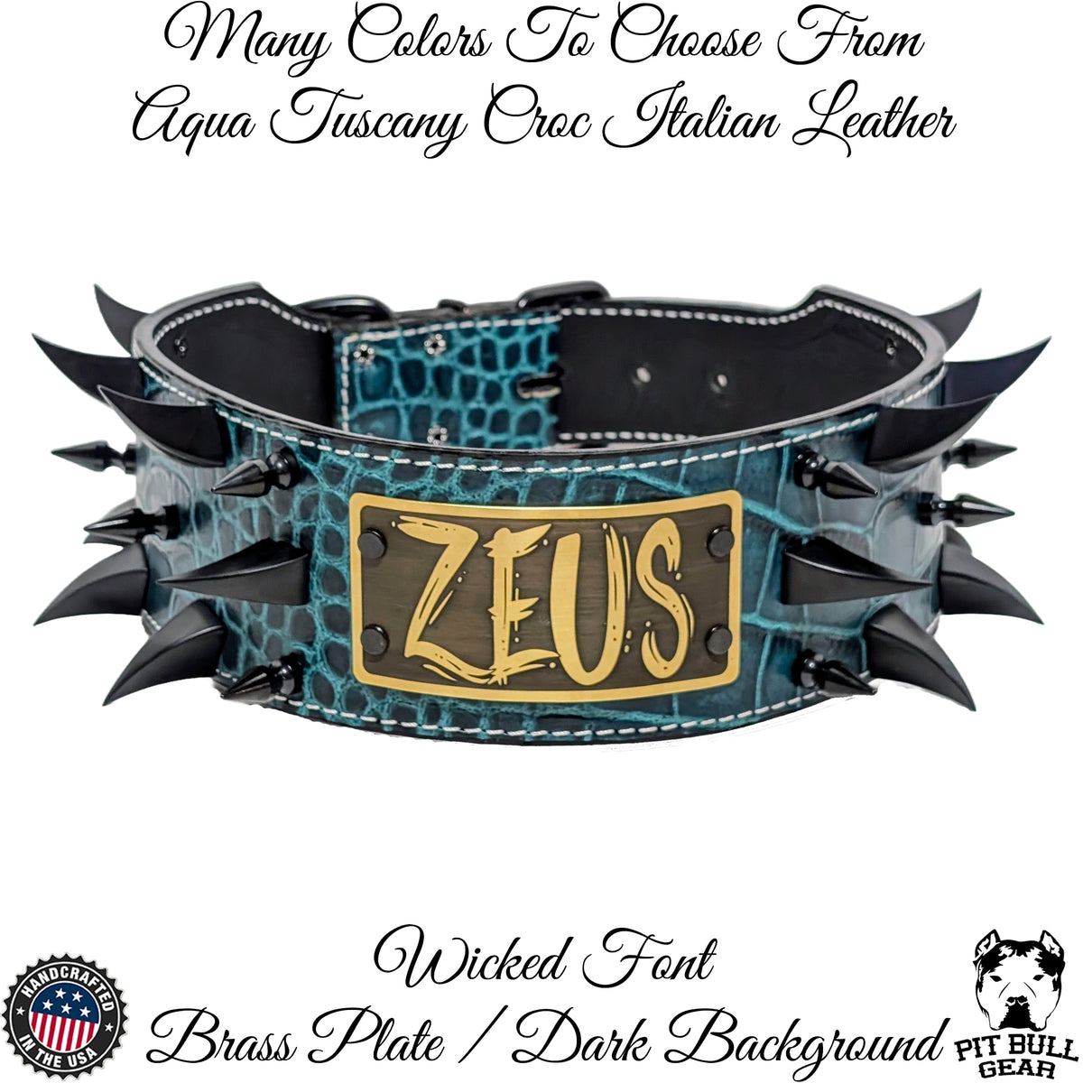 X11 - Coleira personalizada de couro pontiagudo de 3"