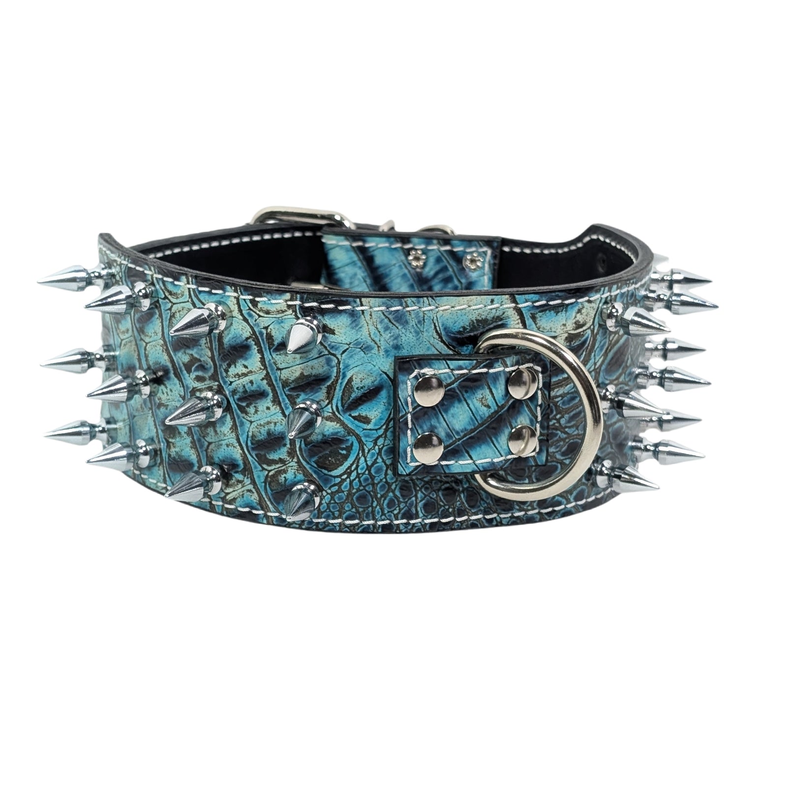 X43 - 3" Wide Spiked Leather Dog Collar