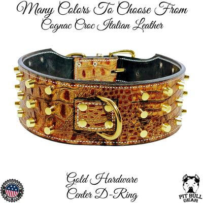 Studded Leather Dog Collar, Large Breed Leather Collar 3" Wide - X9