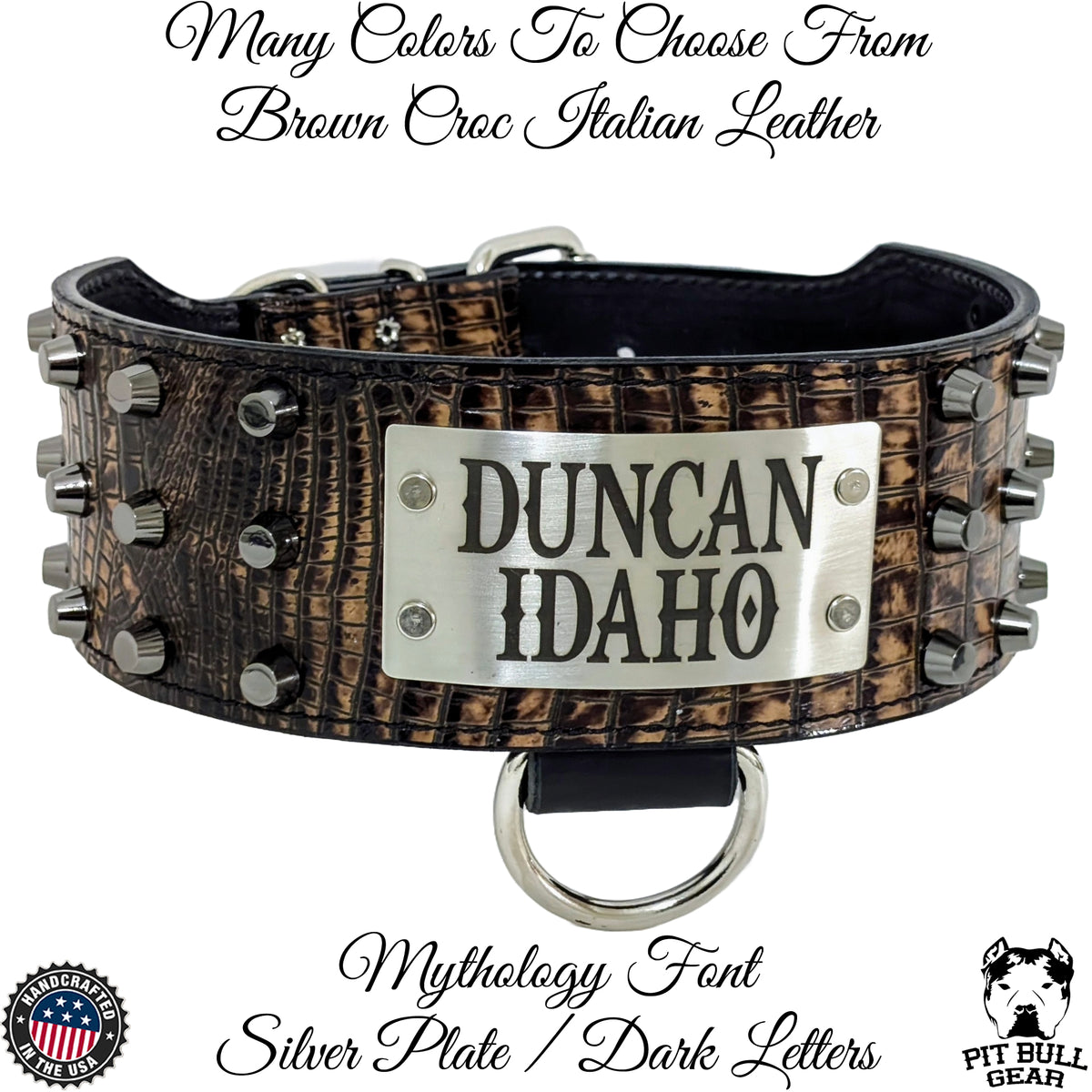 XN1 - 3&quot; Wide Leather Dog Collar Personalized Nameplate Studded