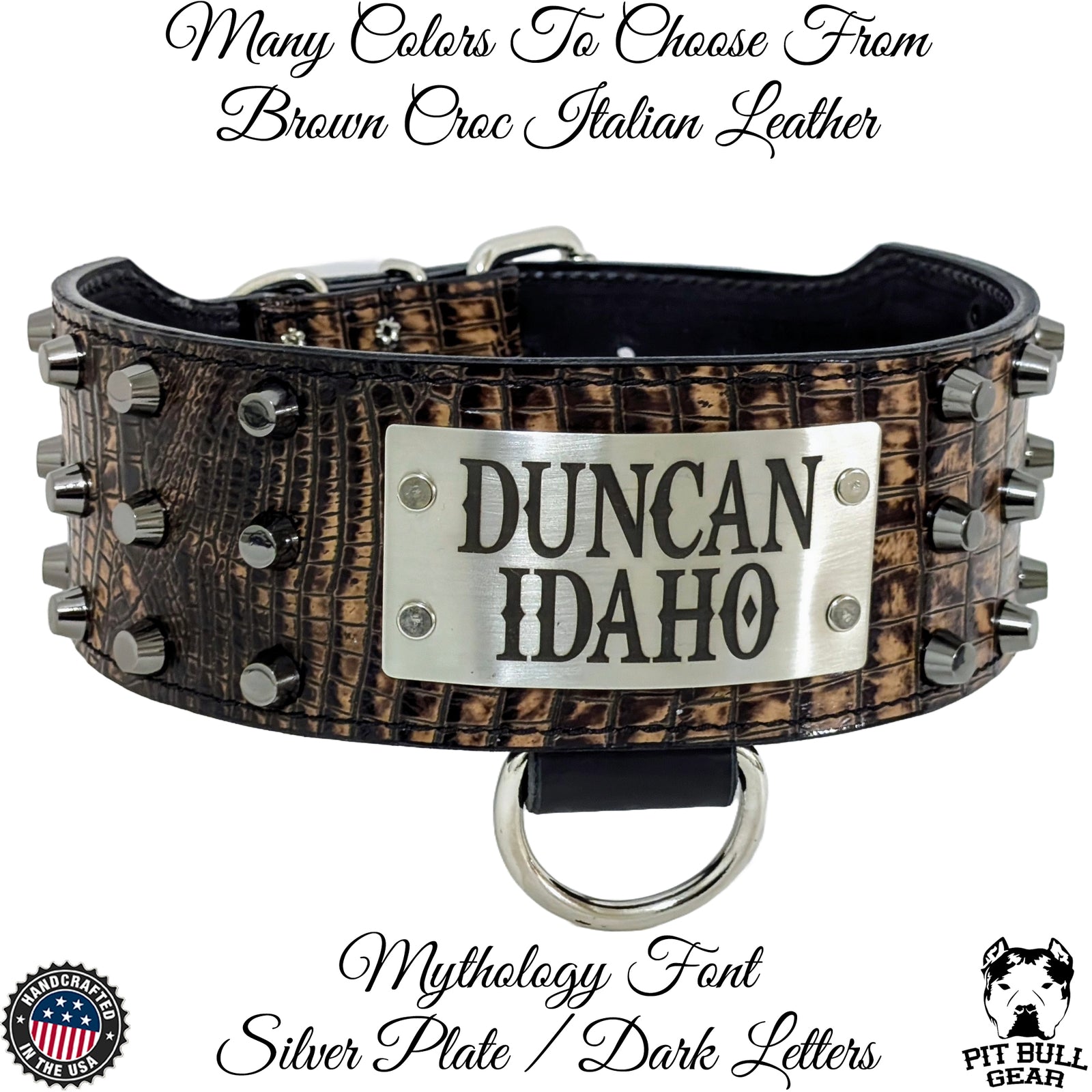 XN1 - 3" Wide Personalized Studded Leather Dog Collar