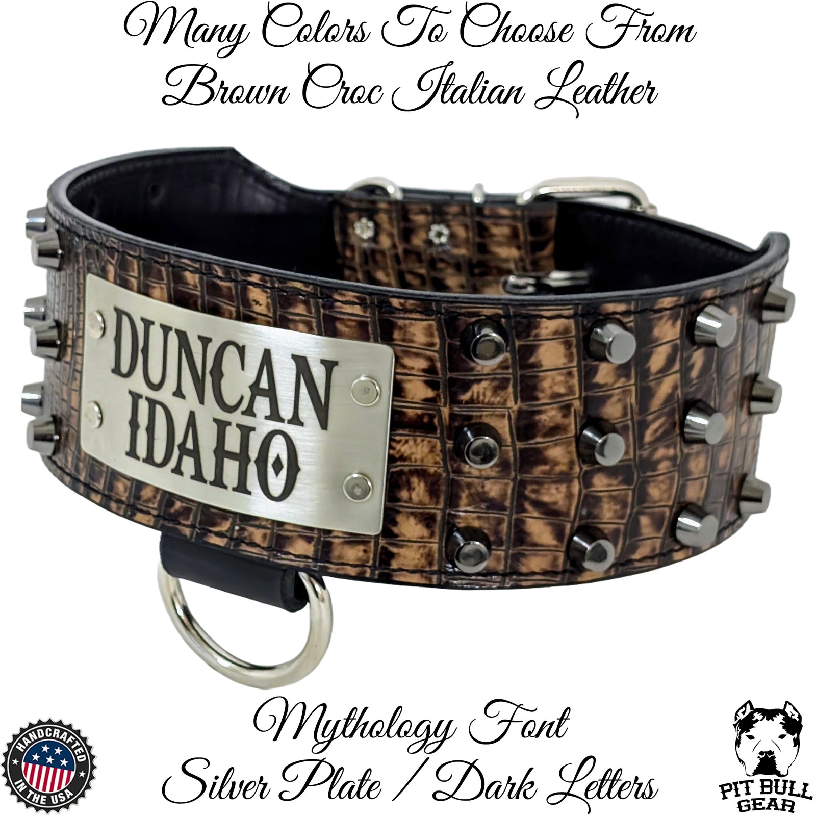 XN1 - 3" Wide Personalized Studded Leather Dog Collar