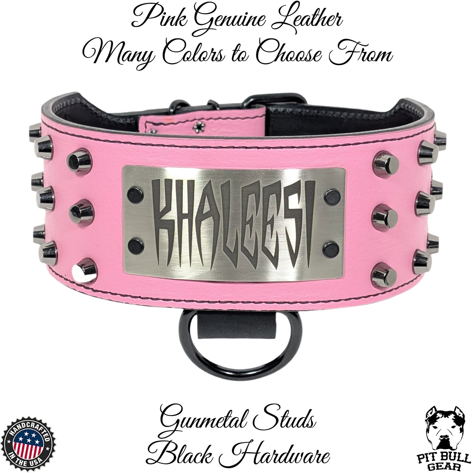 XN1 - 3" Wide Personalized Studded Leather Dog Collar