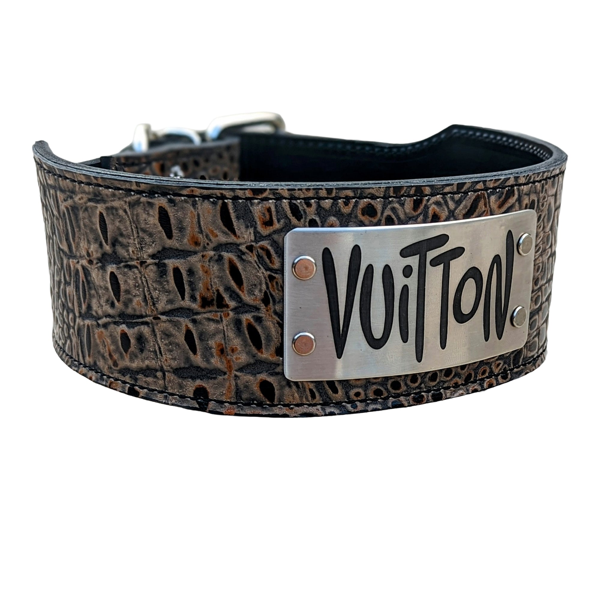 NX5 - 3" Wide Leather Dog Collar with Engraved Name Plate