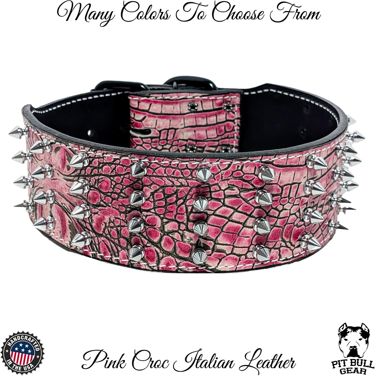 J11 - 2.5&quot; Wide Spiked Leather Dog Collar