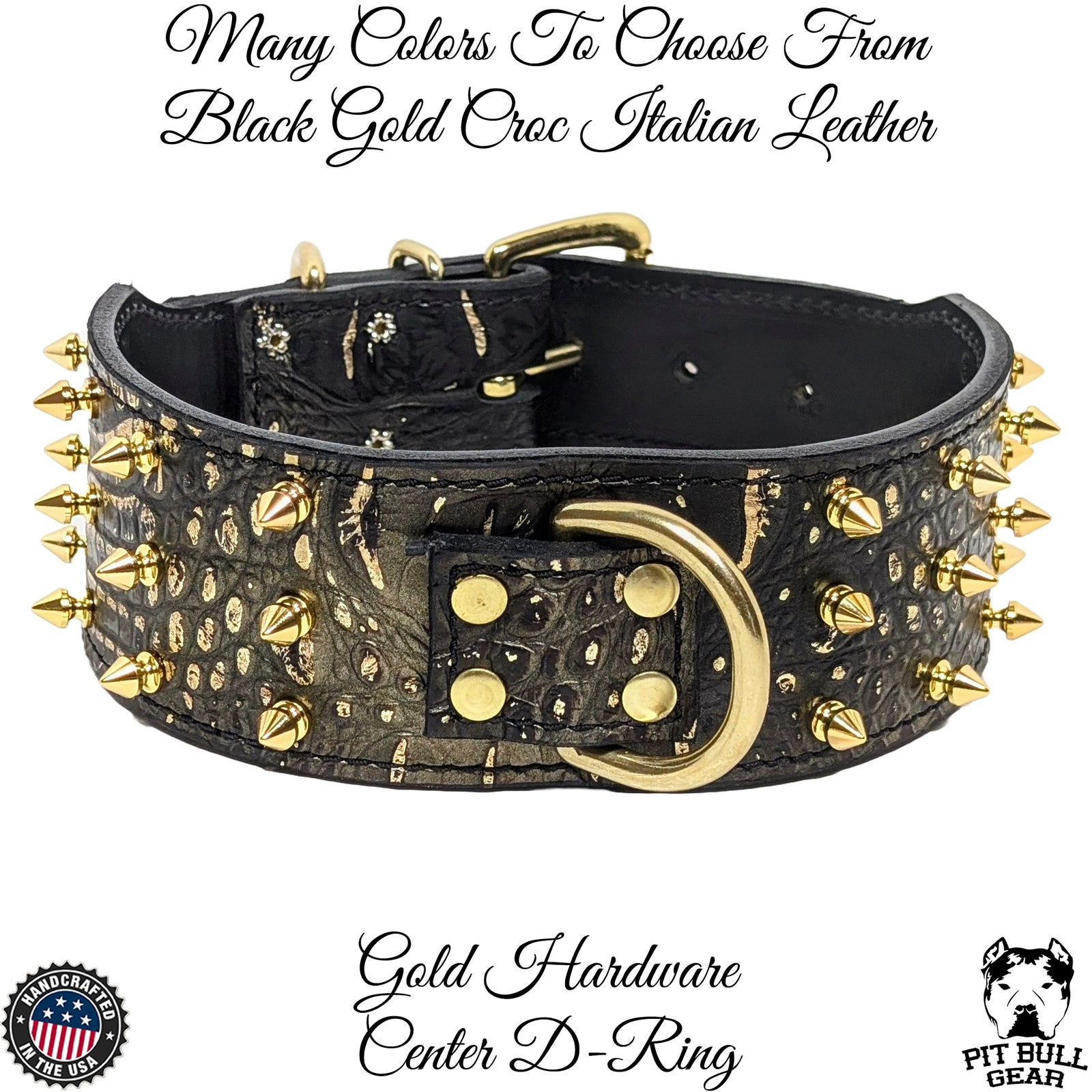 J12 - Collar de cuero con pinchos para perros de 2 1/2"