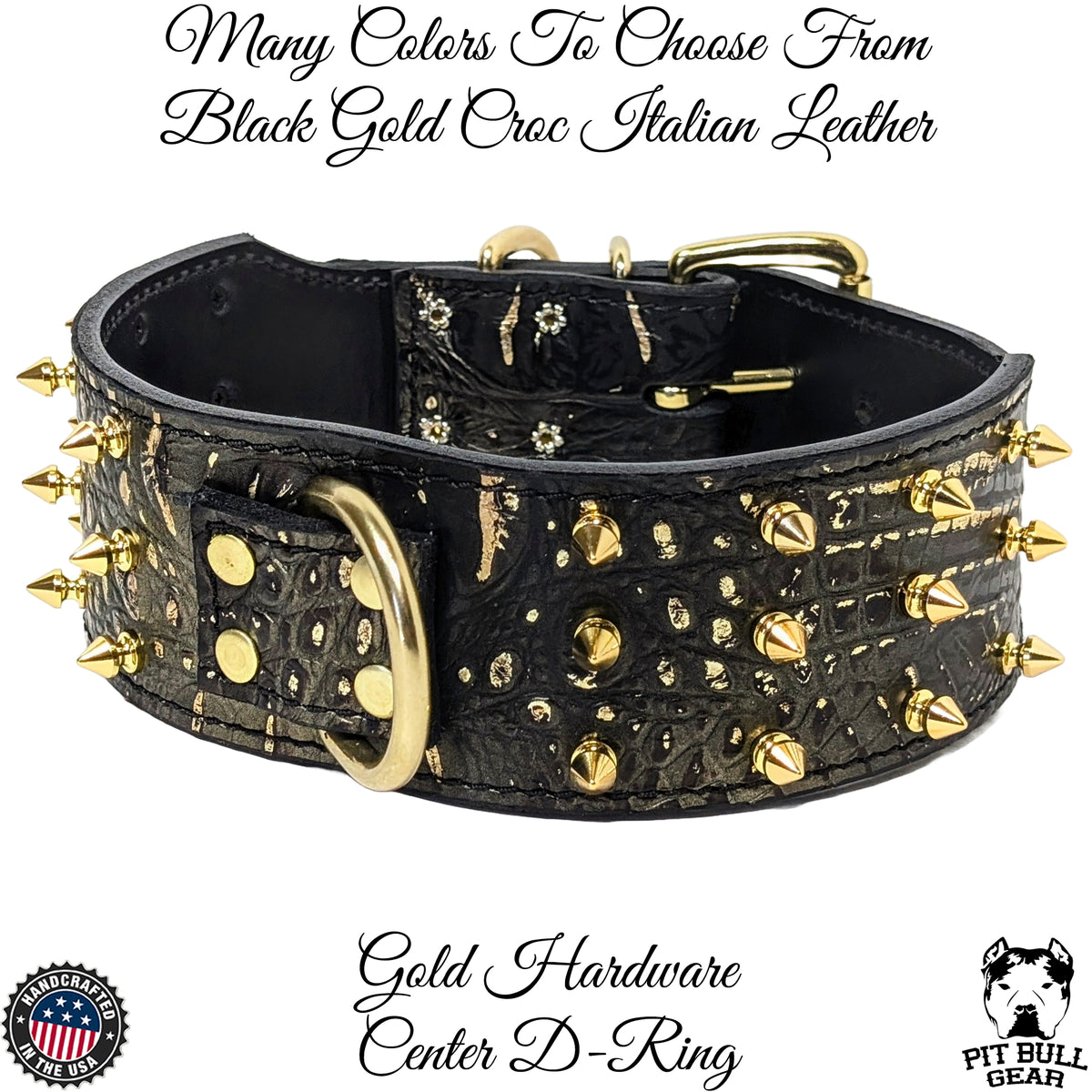 J12 - Collar de cuero con pinchos para perros de 2 1/2"