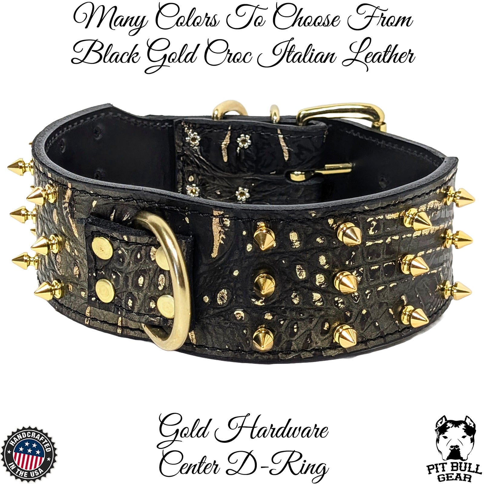 J12 - Collar de cuero con pinchos para perros de 2 1/2"