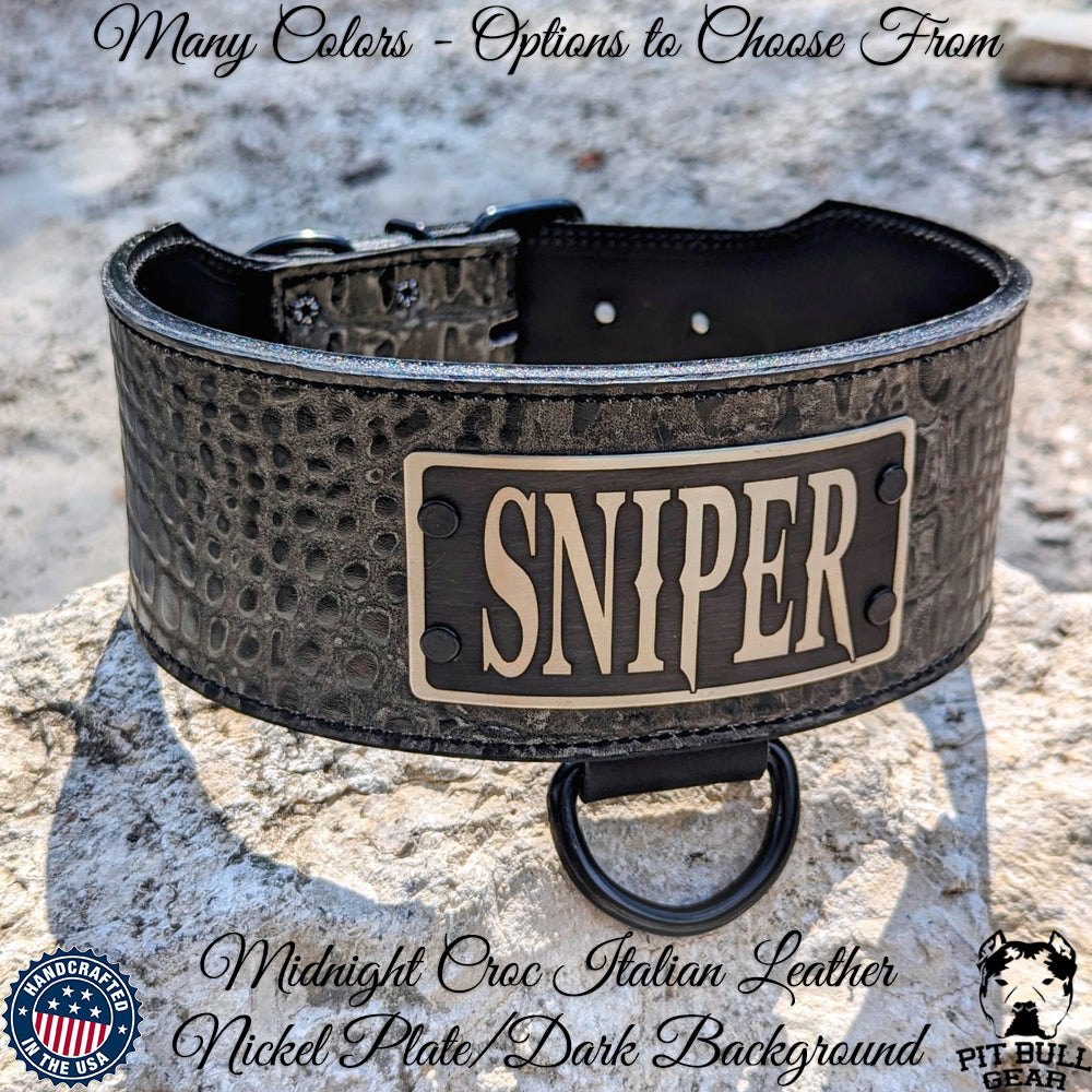 Collar de cuero para perros, collar con placa de identificación personalizada, 3" de ancho - NX5