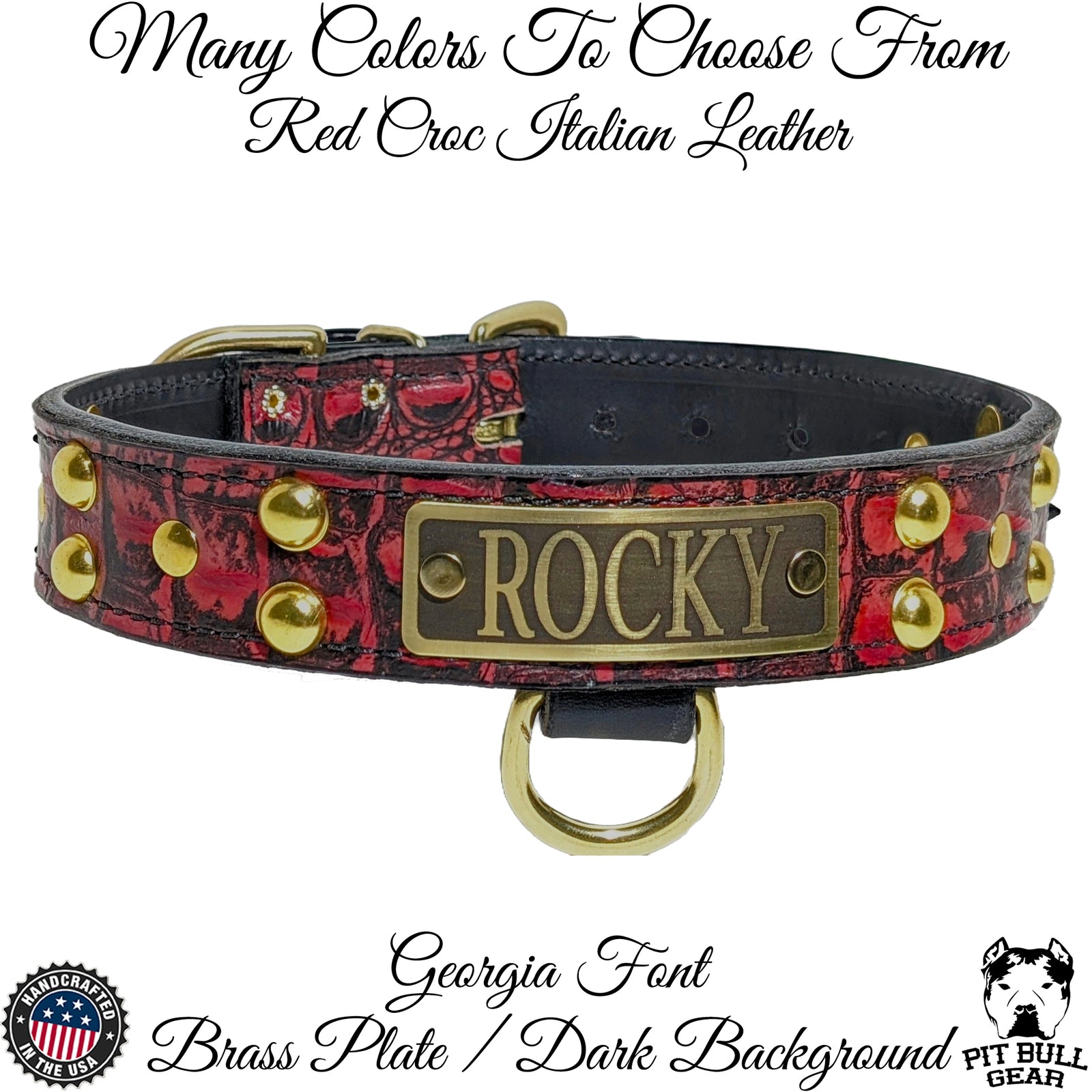 N10 - Collar de cuero para perro de 1,5" de ancho con placa de identificación personalizada y tachuelas