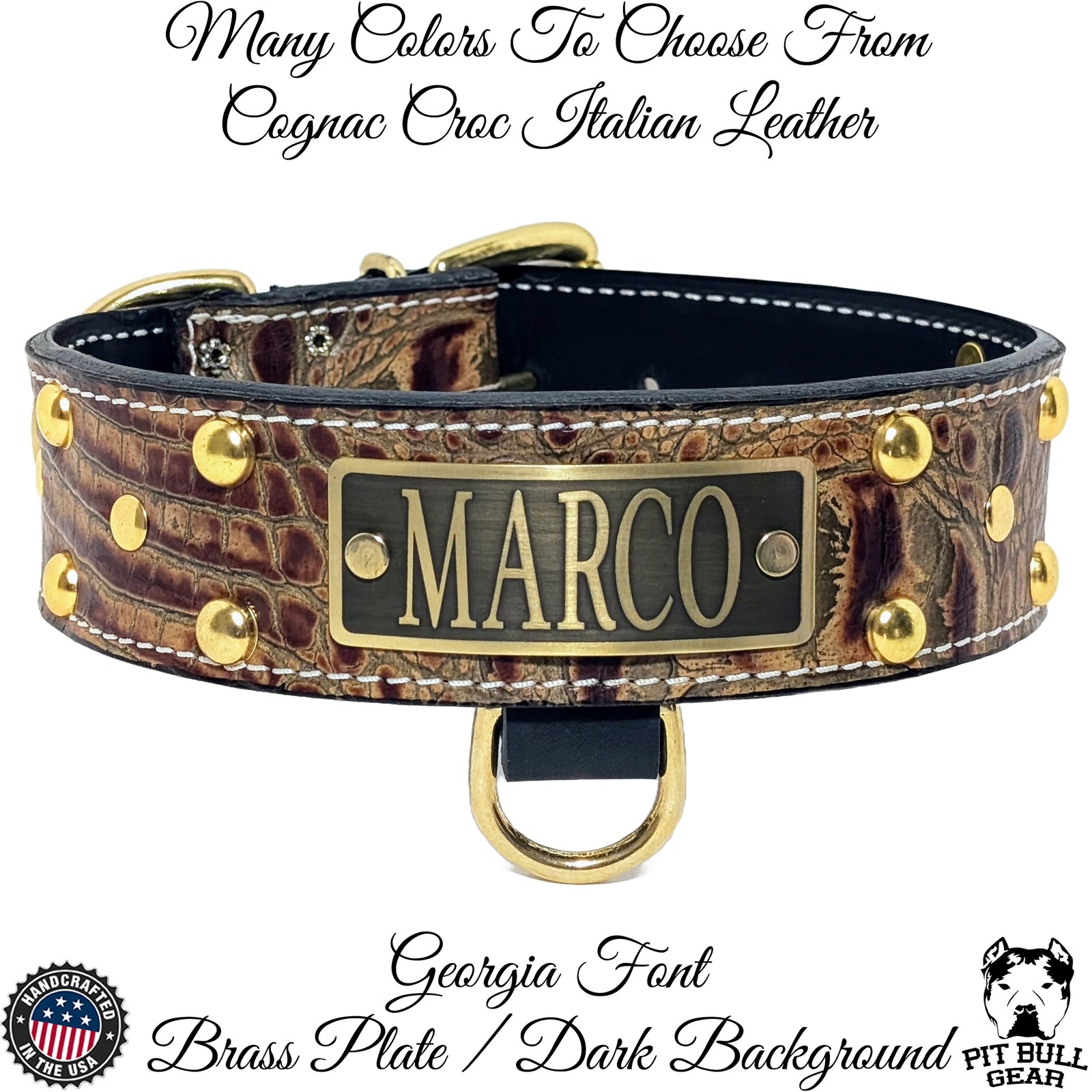N12 - 2" Wide Personalized Leather Studded Dog Collar