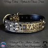 Leather Dog Collar, Personalized Name Dome Studded 1.5" Wide - N13