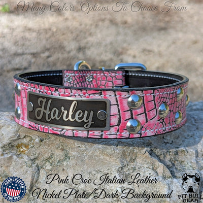 N13 - 1.5" Personalized Dome Studded Leather Collar