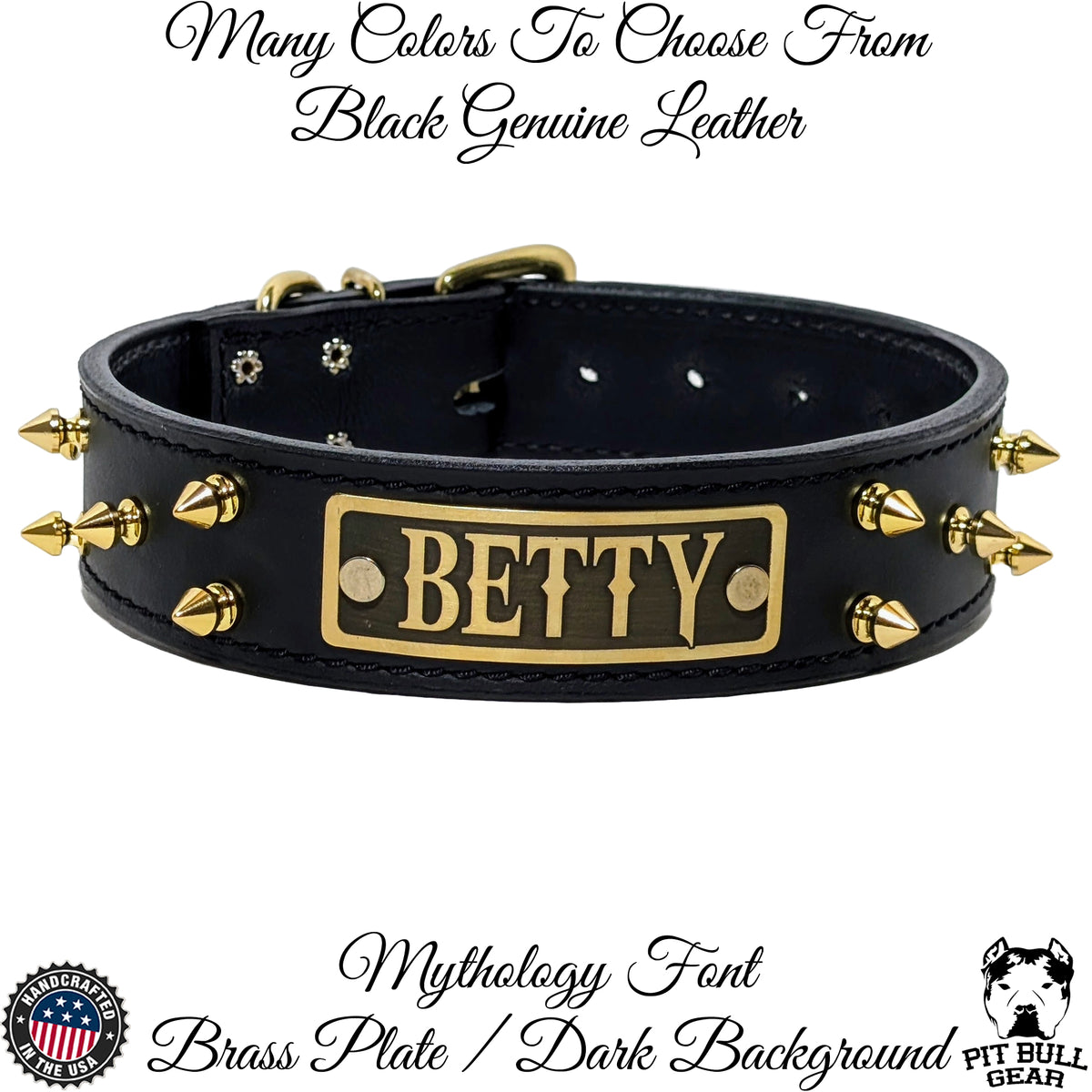 N14 - 1.5&quot; Wide Personalized Spiked Leather Dog Collar