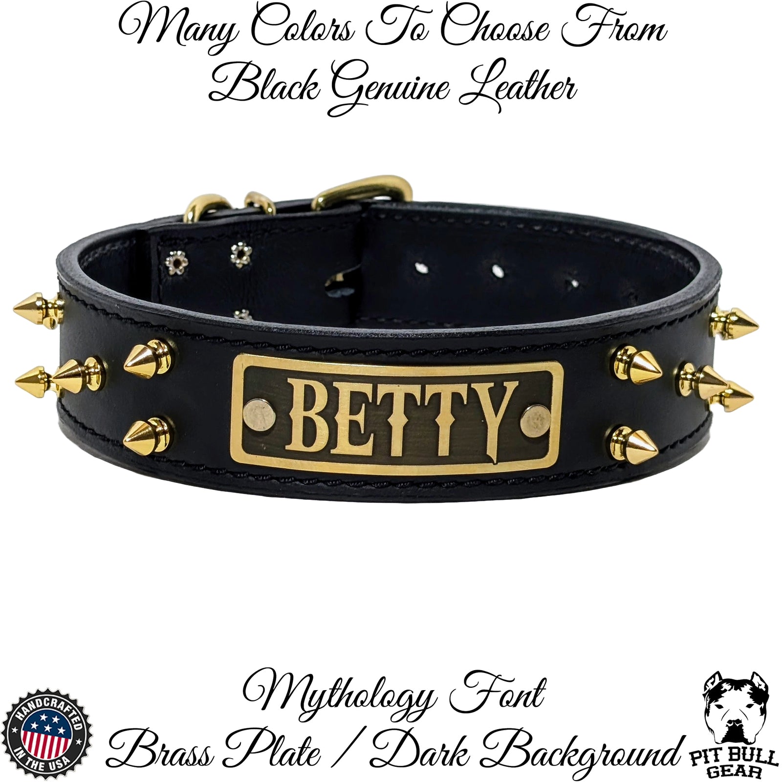 N14 - 1.5" Wide Personalized Spiked Leather Dog Collar