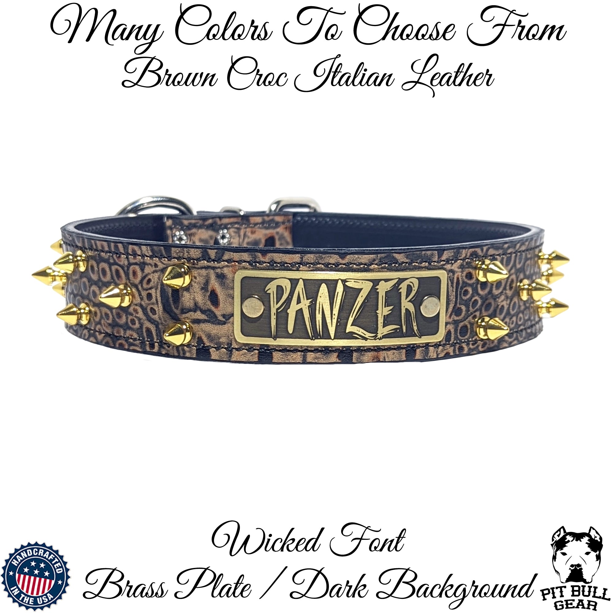 N14 - 1.5" Wide Personalized Spiked Leather Dog Collar