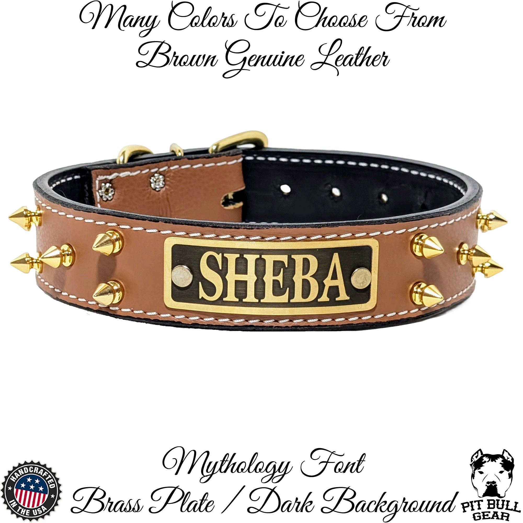 N14 - 1.5" Wide Personalized Spiked Leather Dog Collar