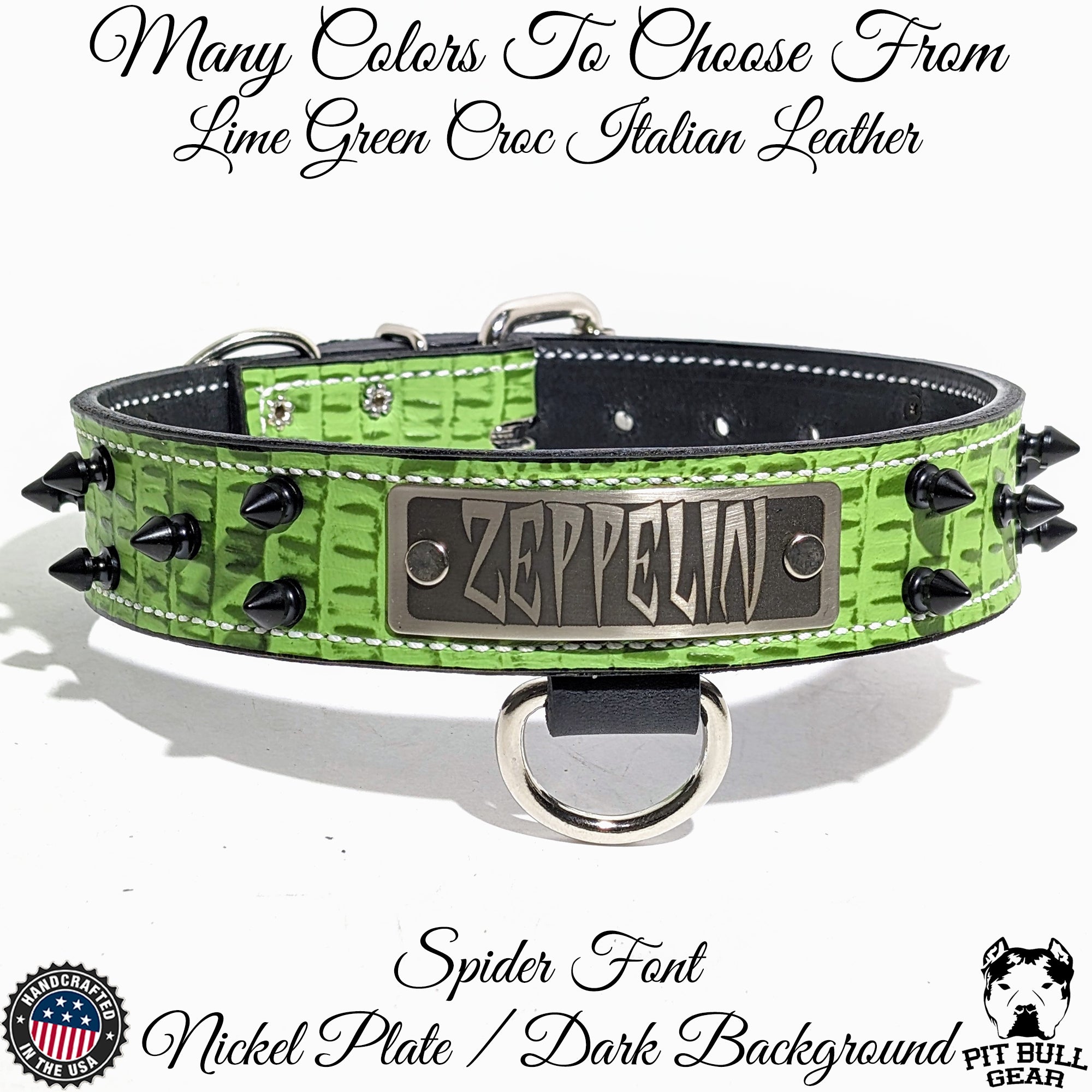 N14 - 1.5" Wide Personalized Spiked Leather Dog Collar