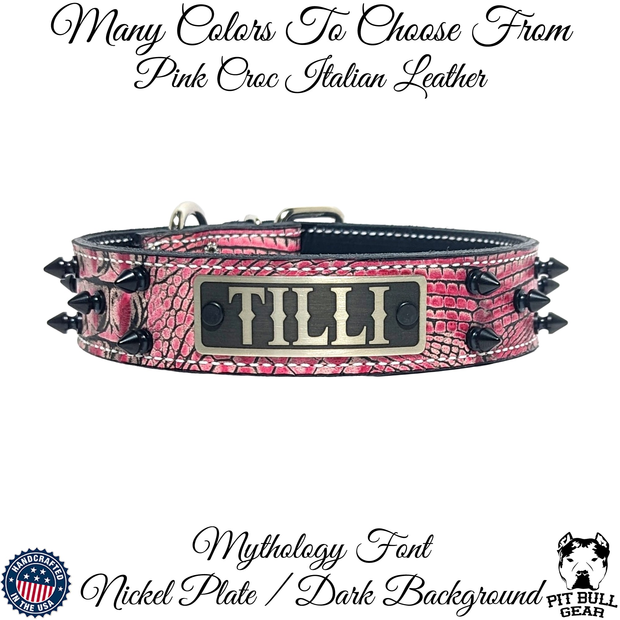 N14 - 1.5" Wide Personalized Spiked Leather Dog Collar