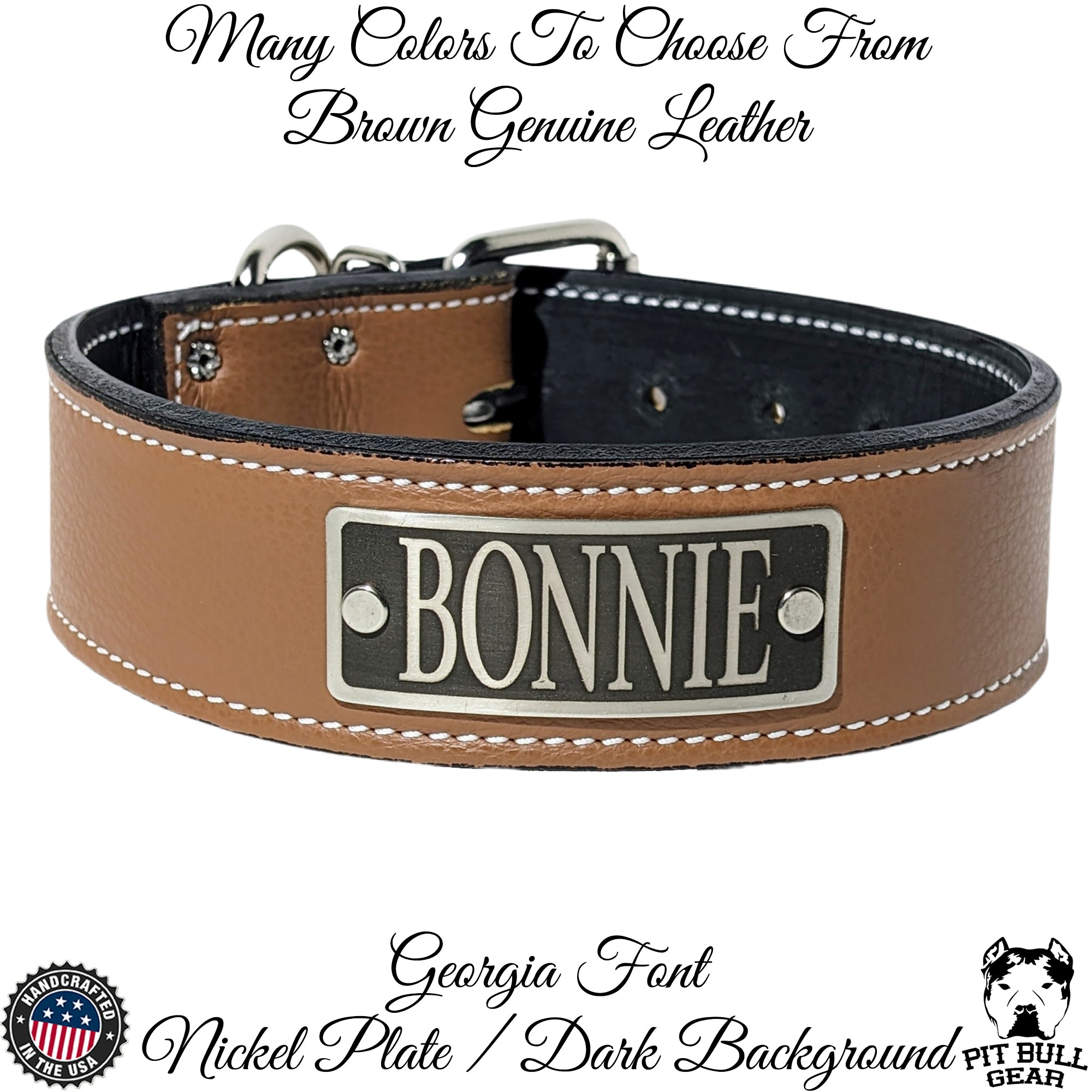 N15 - 2" Wide Personalized Leather Dog Collar