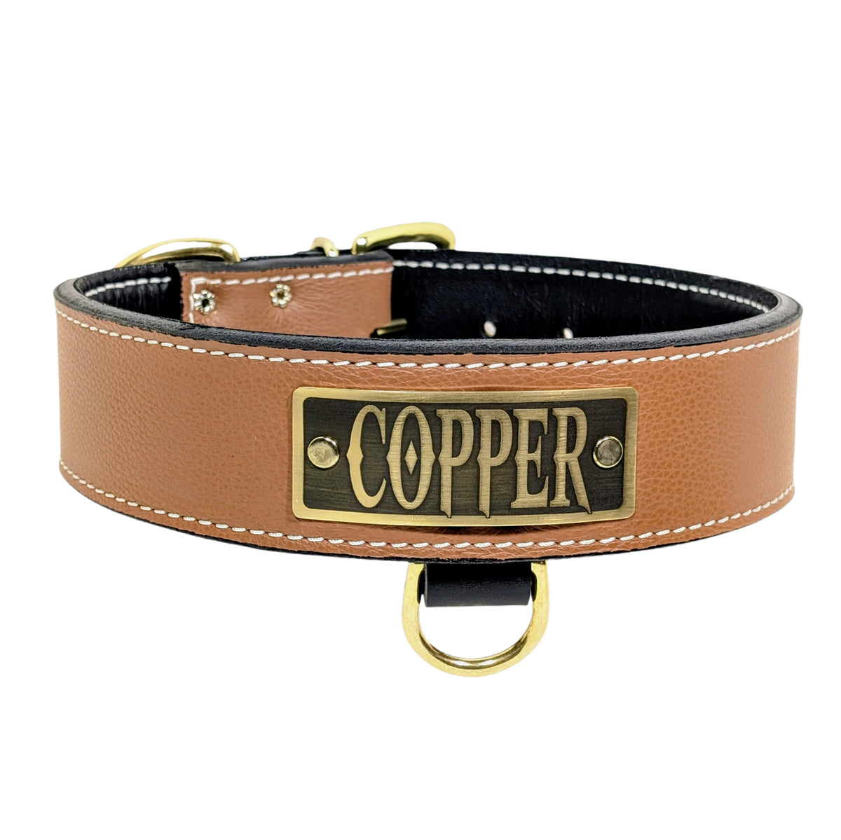 N15 - 2&quot; Wide Personalized Leather Dog Collar