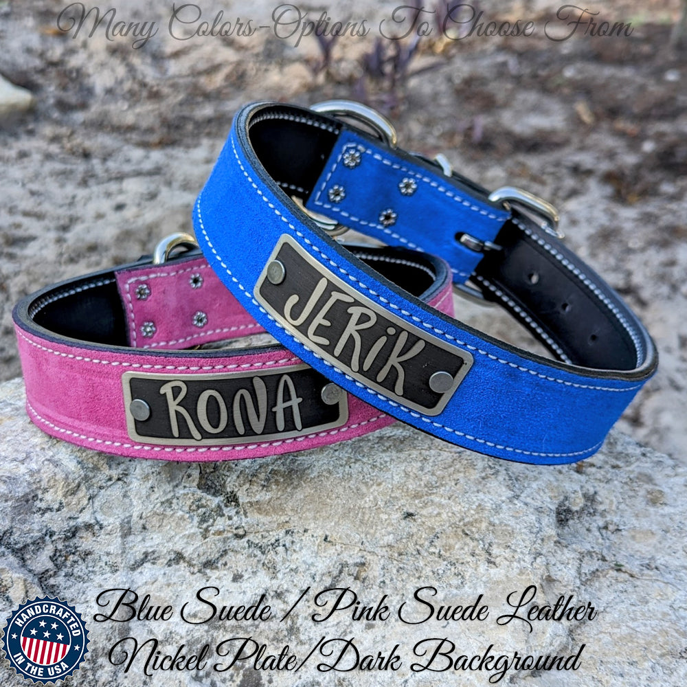 N7 - Coleira de cachorro de couro personalizada de 1 1/2"