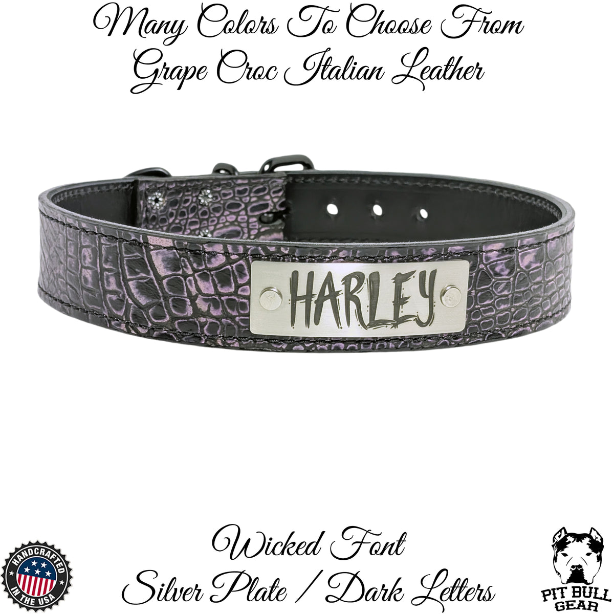 N7 - 1.5" Wide Leather Dog Collar Personalized Name Plate