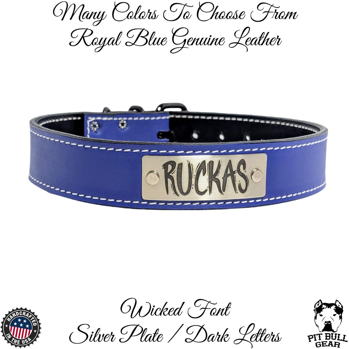 N7 - 1.5" Wide Leather Dog Collar Personalized Name Plate