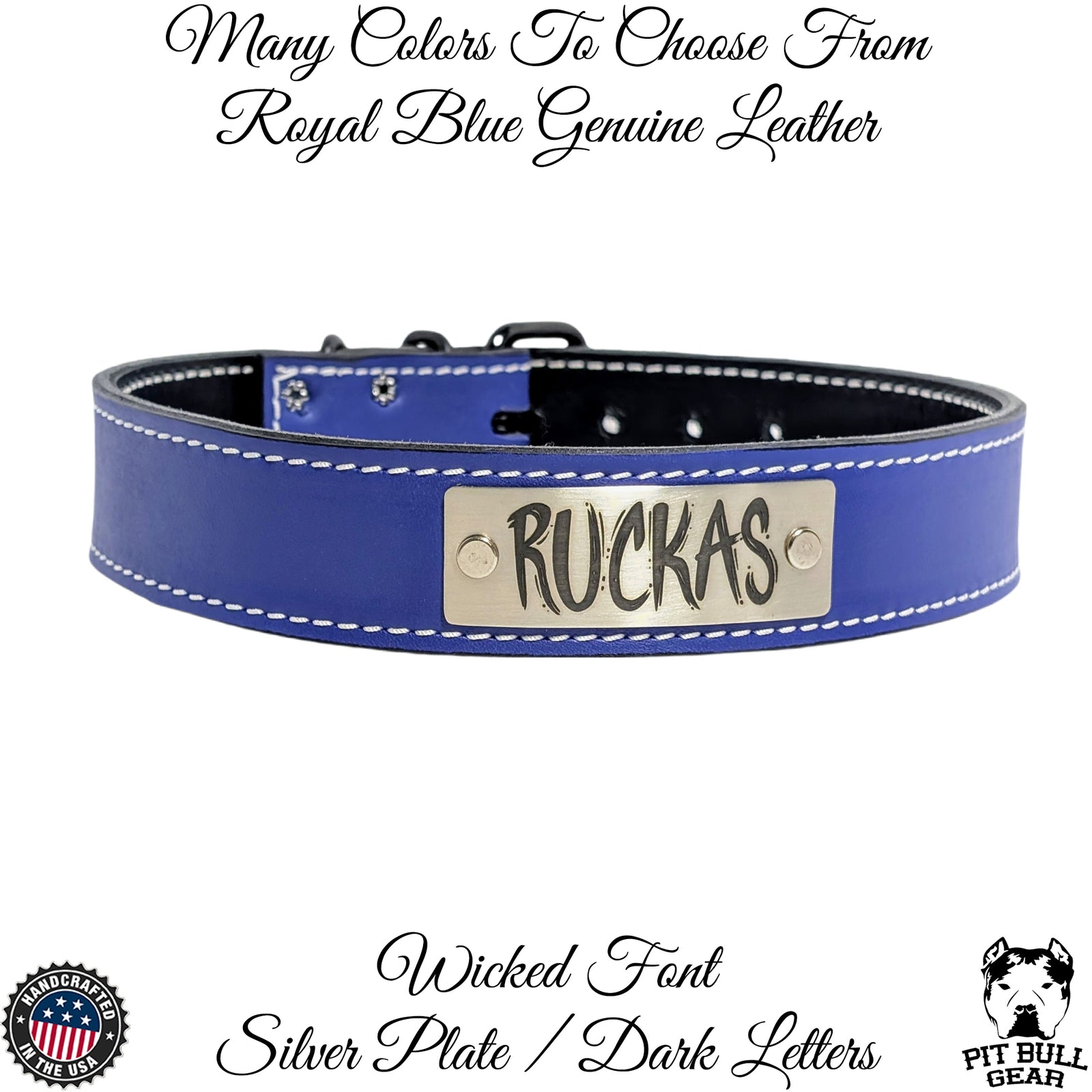 N7 - 1.5" Wide Leather Dog Collar Personalized Name Plate