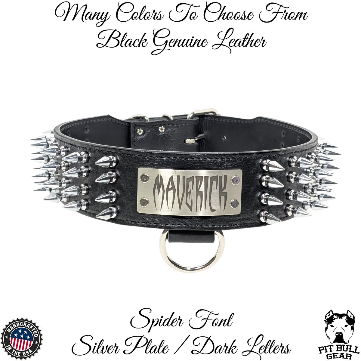 NJ10 - Colar Personalizado de Couro Pontudo de 2,5"