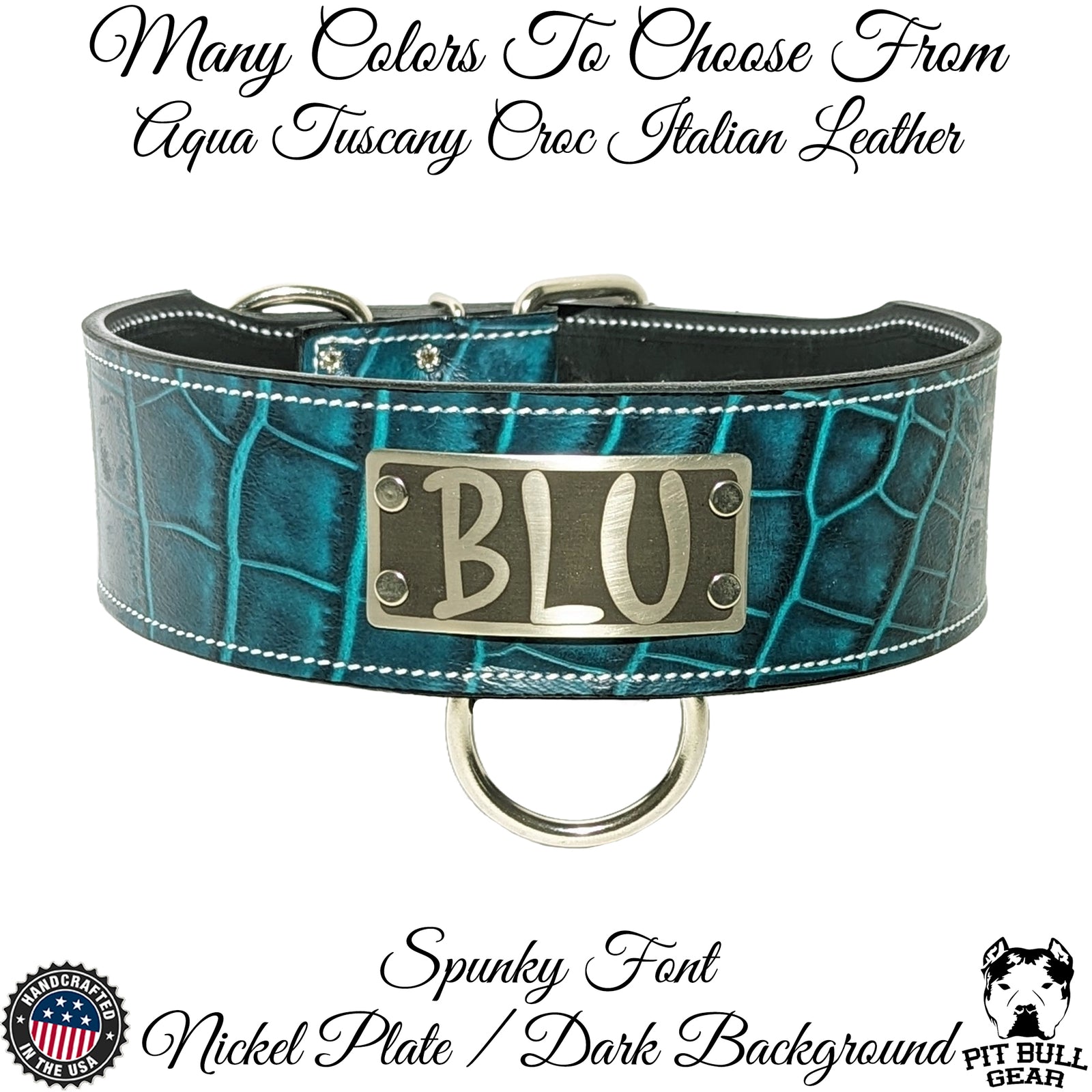 NJ11 - Collar de cuero para perro de 2,5" de ancho con placa de identificación personalizada