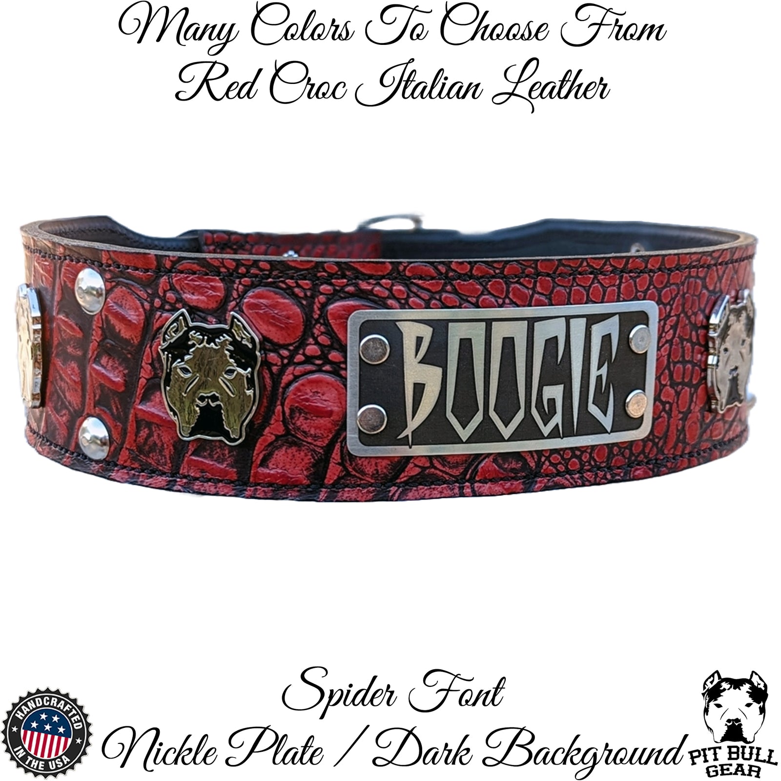 NJ14 - 2 1/2" coleira de couro personalizada Bully Stud