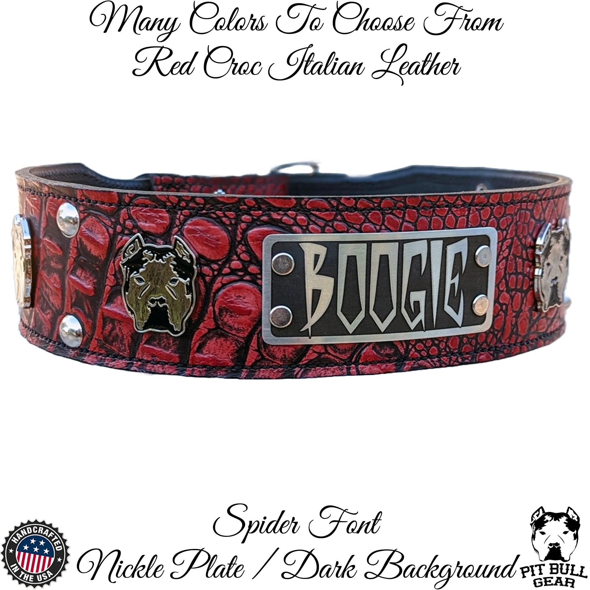 NJ14 - 2 1/2" coleira de couro personalizada Bully Stud