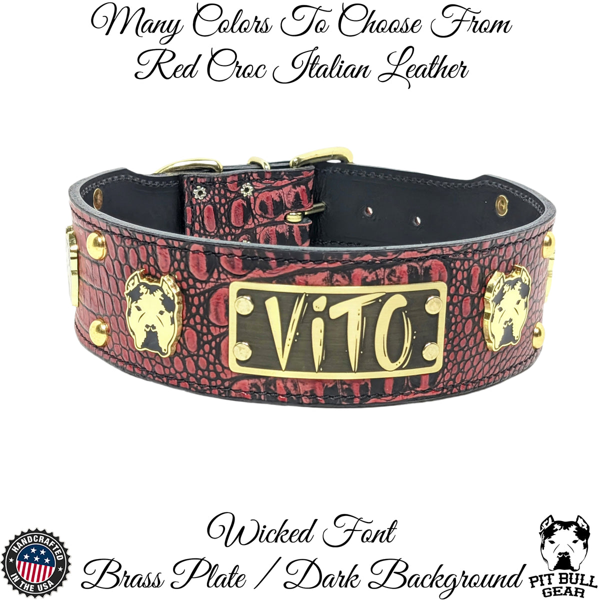 Collar de cuero personalizado para perros, collar con tachuelas Bully, 2,5" de ancho - NJ14