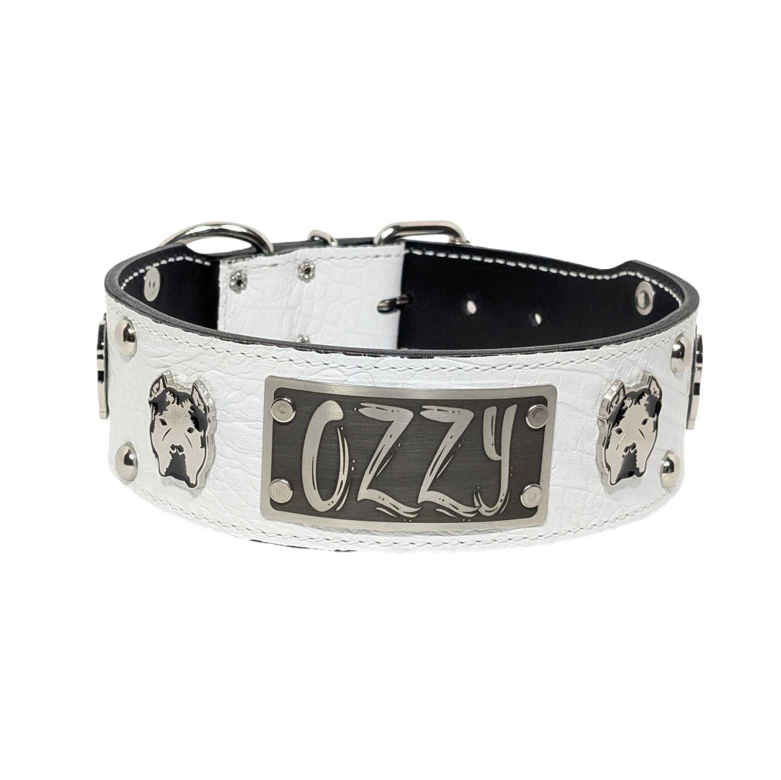 NJ14 - 2 1/2" coleira de couro personalizada Bully Stud