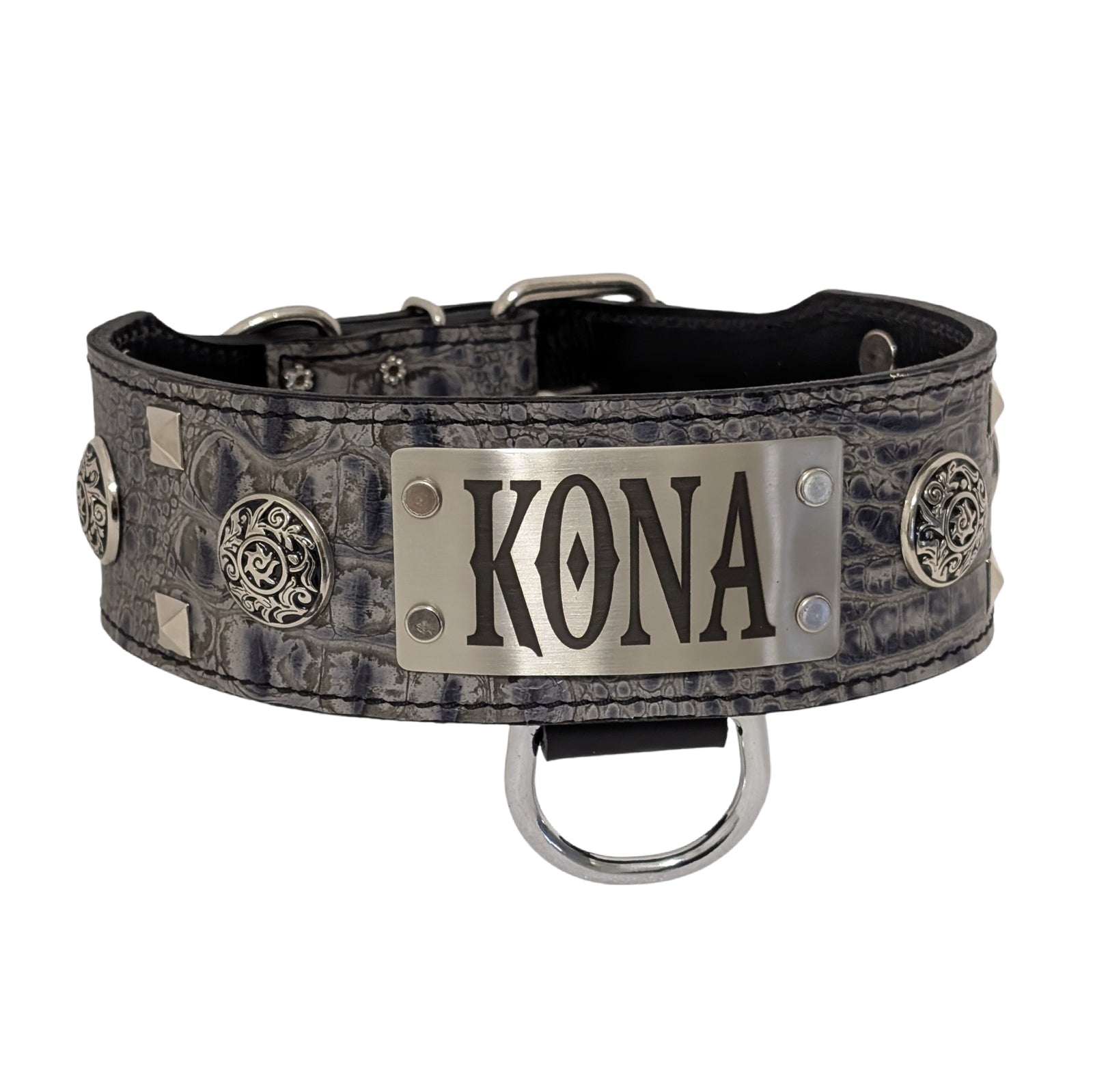 NJ15 - Collar de cuero personalizado Bully &amp; Gems de 2 1/2"