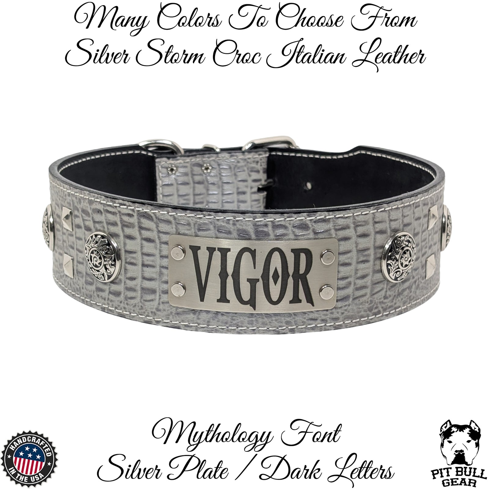 NJ15 - Collar de cuero personalizado Bully &amp; Gems de 2 1/2"