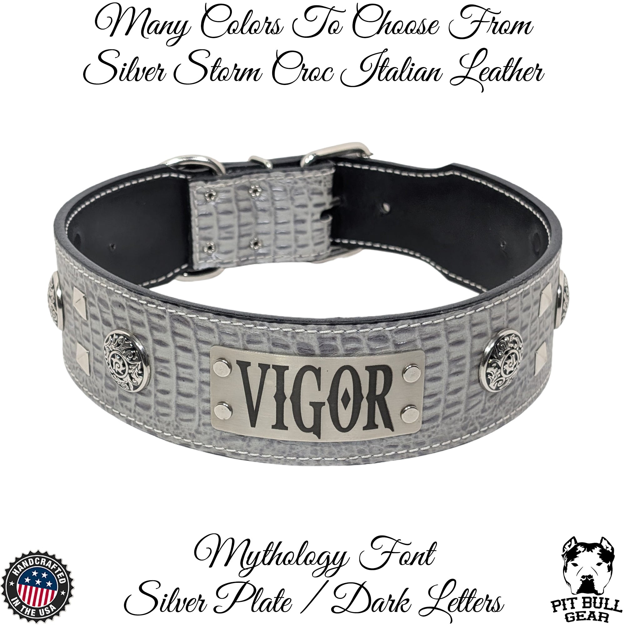 NJ15 - 2.5" Personalized Tribal Sun Studded Leather Dog Collar