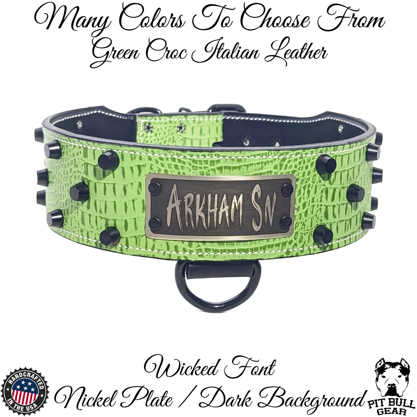 Collar de cuero para perros, collar personalizado con placa de identificación de 2,5" de ancho - NJ8