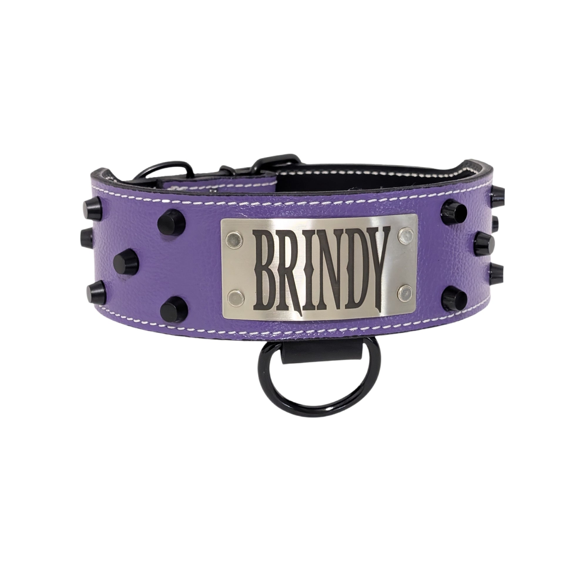 NJ8 - 2.5" Wide Personalized Leather Dog Collar with Studs