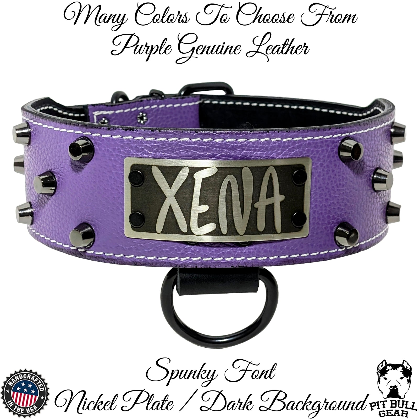 Collar de cuero para perros, collar personalizado con placa de identificación de 2,5" de ancho - NJ8
