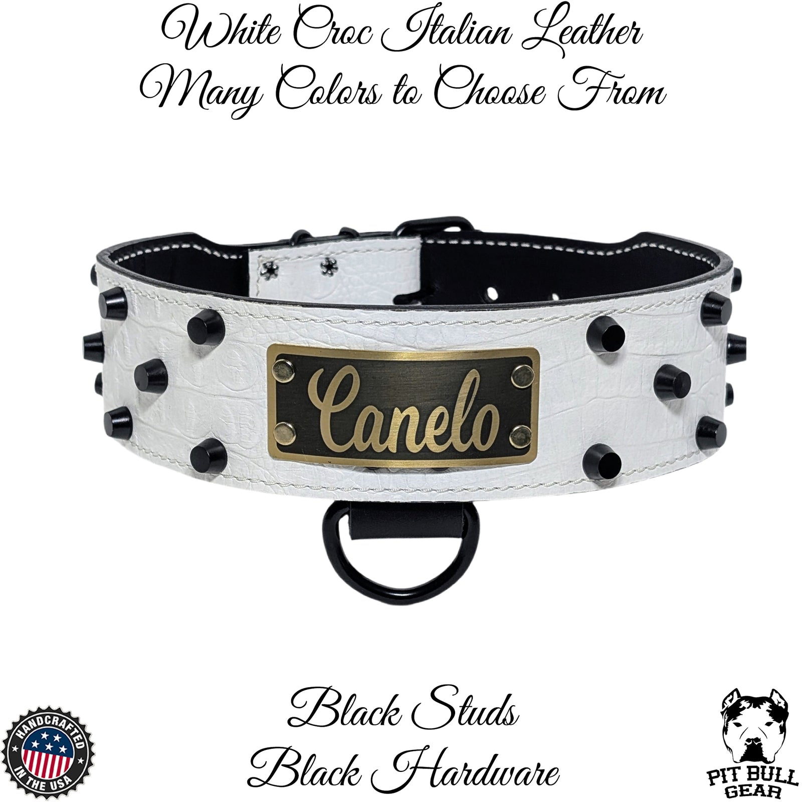 Collar de cuero para perros, collar personalizado con placa de identificación de 2,5" de ancho - NJ8